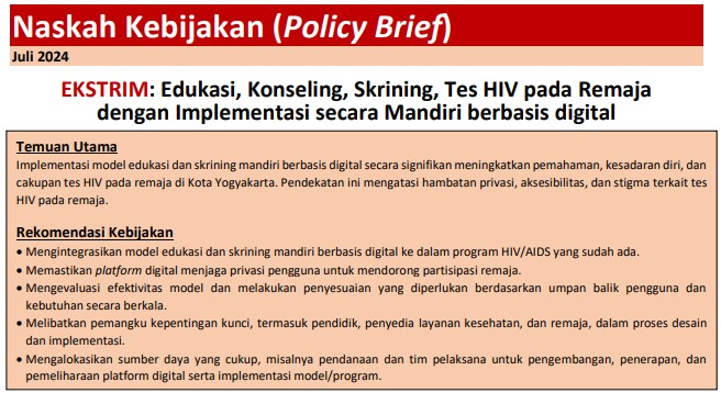 Naskah Kebijakan (Policy Brief) EKSTRIM